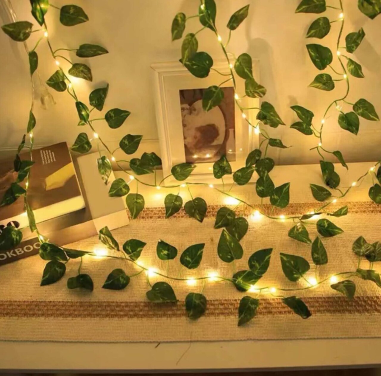 7ft Decorative Ivy String Lights – 20 LED Warm White, Battery Operated